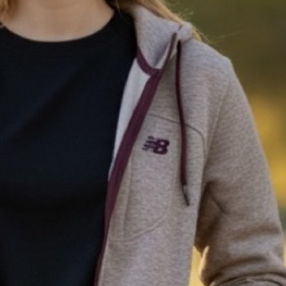 New Balance Melange Cocoa Fleece Full-Zip Hoodie with Chocolate Accents•XL - Picture 7 of 12